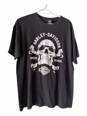 Harley-Davidson Black Skull & Crossbones Graphic Tee